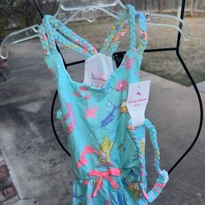 NWT Tommy Bahama Blue Pink Sundress w matching headband sz 5 Mermaid